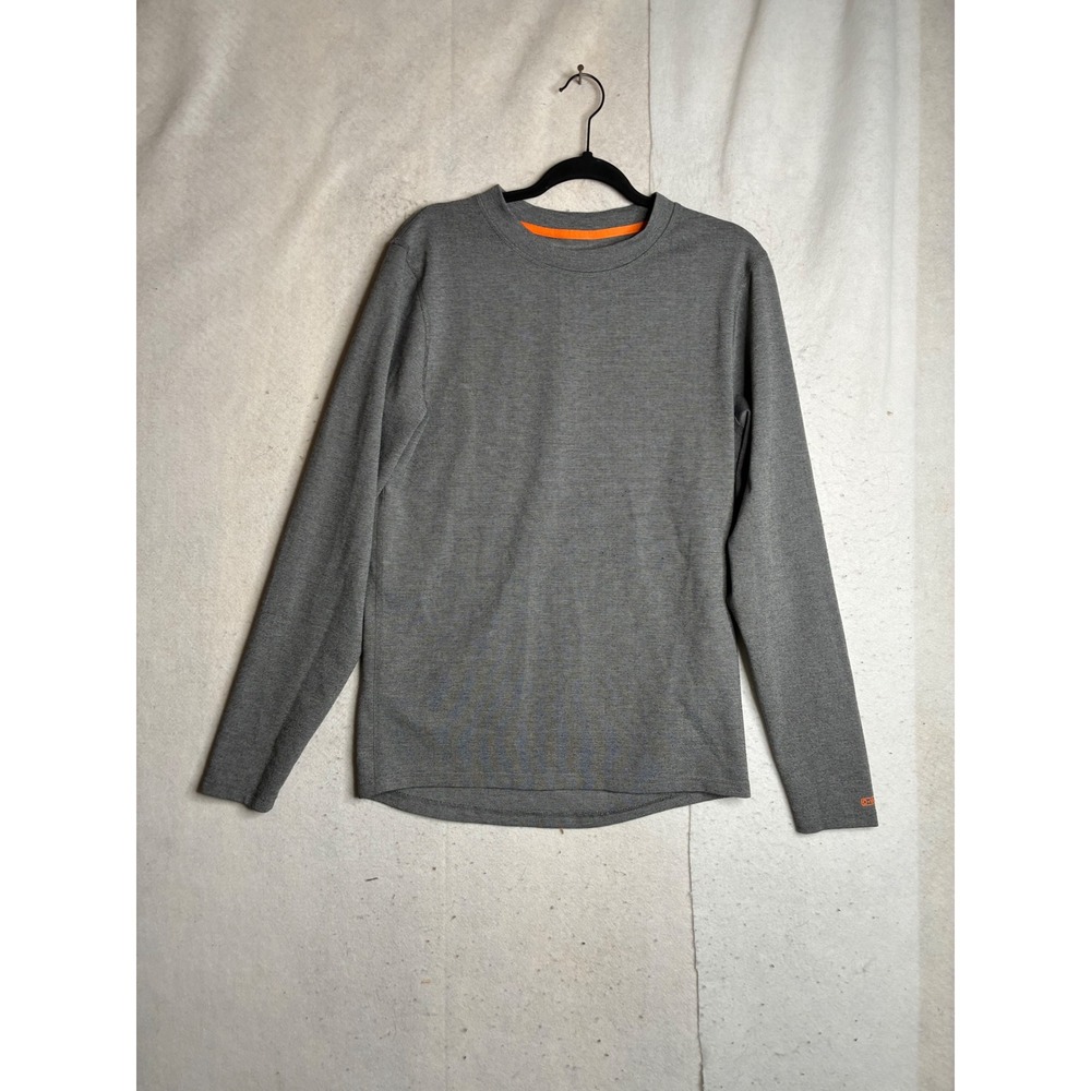 Omni-Wool Mens Long Sleeve Performance Shirt Gray Wool Blend Crew Neck Large